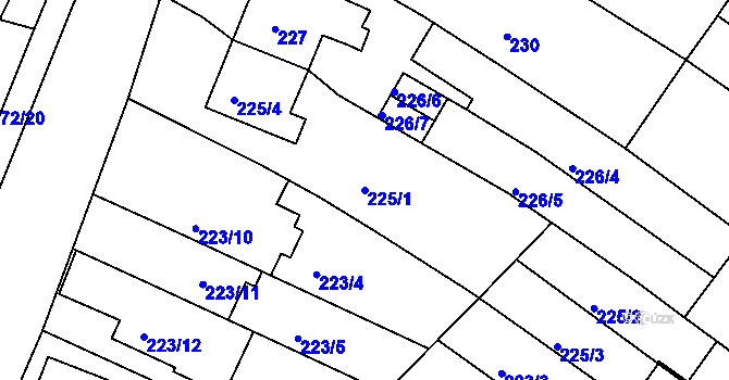 Parcela st. 225/1 v KÚ Jehnice, Katastrální mapa