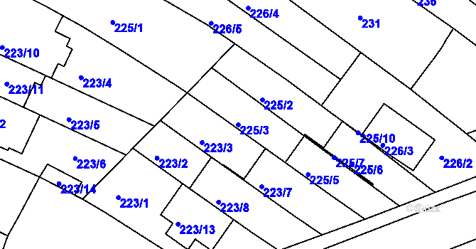 Parcela st. 225/3 v KÚ Jehnice, Katastrální mapa