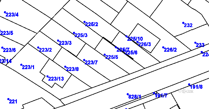 Parcela st. 225/5 v KÚ Jehnice, Katastrální mapa