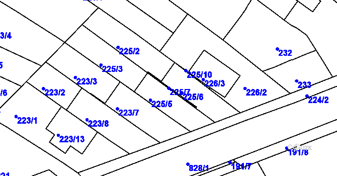 Parcela st. 225/7 v KÚ Jehnice, Katastrální mapa