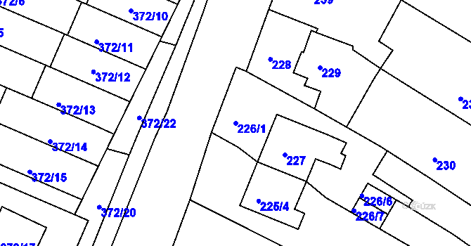 Parcela st. 226/1 v KÚ Jehnice, Katastrální mapa