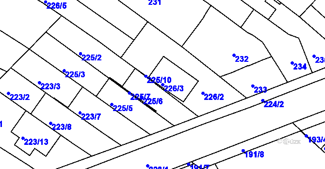 Parcela st. 226/3 v KÚ Jehnice, Katastrální mapa