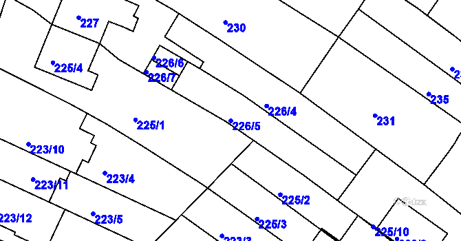Parcela st. 226/5 v KÚ Jehnice, Katastrální mapa