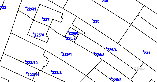 Parcela st. 226/9 v KÚ Jehnice, Katastrální mapa