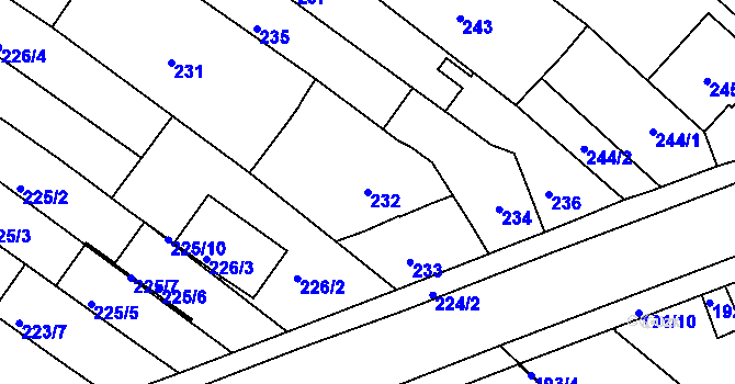 Parcela st. 232 v KÚ Jehnice, Katastrální mapa