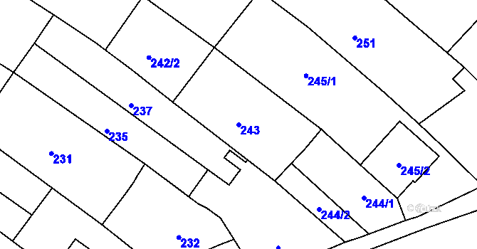 Parcela st. 243 v KÚ Jehnice, Katastrální mapa