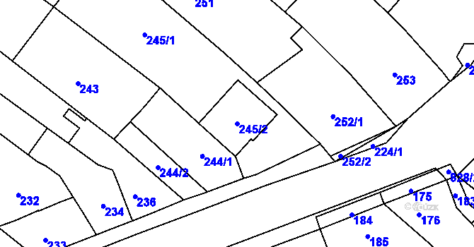 Parcela st. 245/2 v KÚ Jehnice, Katastrální mapa