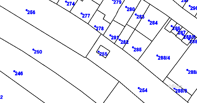 Parcela st. 255 v KÚ Jehnice, Katastrální mapa