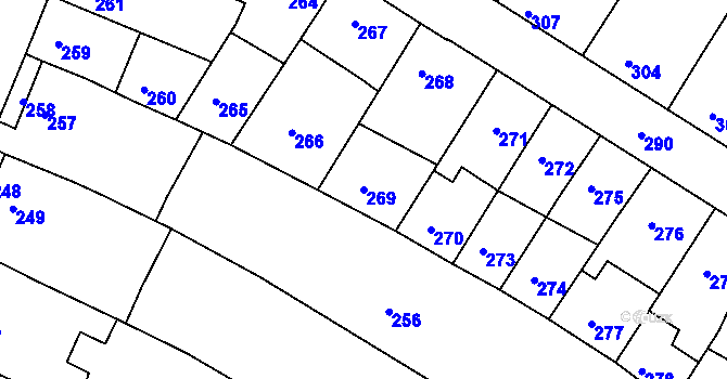 Parcela st. 269 v KÚ Jehnice, Katastrální mapa
