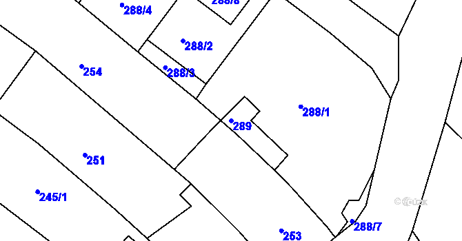 Parcela st. 289 v KÚ Jehnice, Katastrální mapa