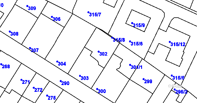 Parcela st. 302 v KÚ Jehnice, Katastrální mapa