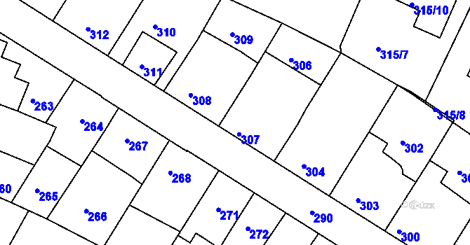 Parcela st. 307 v KÚ Jehnice, Katastrální mapa
