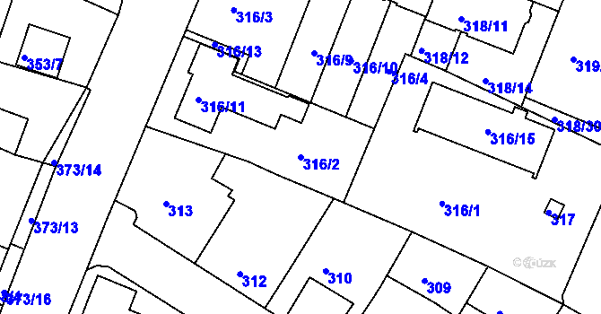 Parcela st. 316/2 v KÚ Jehnice, Katastrální mapa