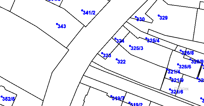 Parcela st. 323 v KÚ Jehnice, Katastrální mapa