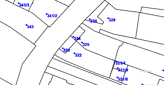 Parcela st. 325 v KÚ Jehnice, Katastrální mapa