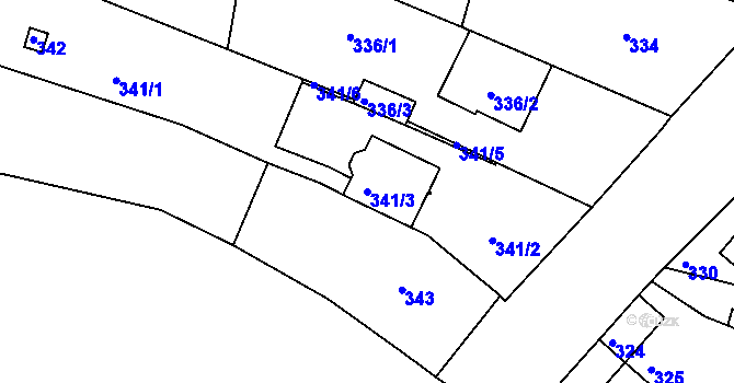 Parcela st. 341/3 v KÚ Jehnice, Katastrální mapa
