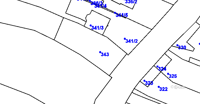 Parcela st. 343 v KÚ Jehnice, Katastrální mapa