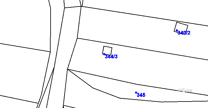 Parcela st. 344/3 v KÚ Jehnice, Katastrální mapa