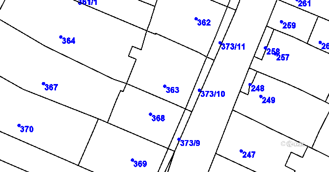 Parcela st. 363 v KÚ Jehnice, Katastrální mapa