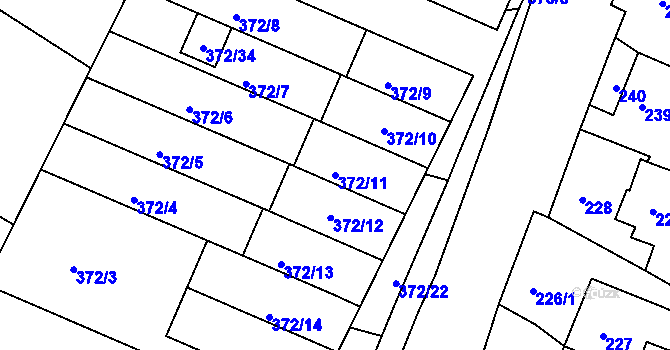 Parcela st. 372/11 v KÚ Jehnice, Katastrální mapa