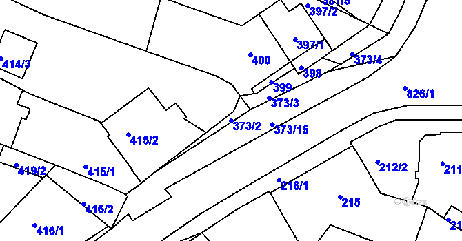 Parcela st. 373/2 v KÚ Jehnice, Katastrální mapa