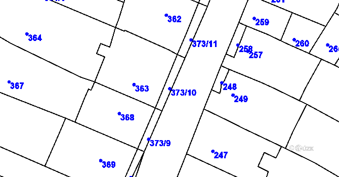Parcela st. 373/10 v KÚ Jehnice, Katastrální mapa