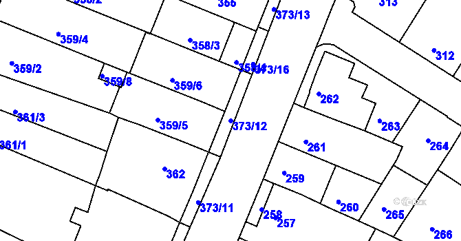 Parcela st. 373/12 v KÚ Jehnice, Katastrální mapa