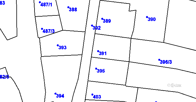 Parcela st. 391 v KÚ Jehnice, Katastrální mapa