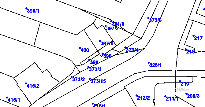 Parcela st. 398 v KÚ Jehnice, Katastrální mapa