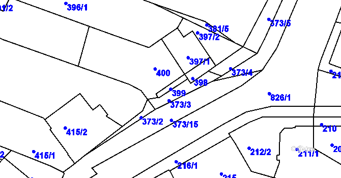 Parcela st. 399 v KÚ Jehnice, Katastrální mapa