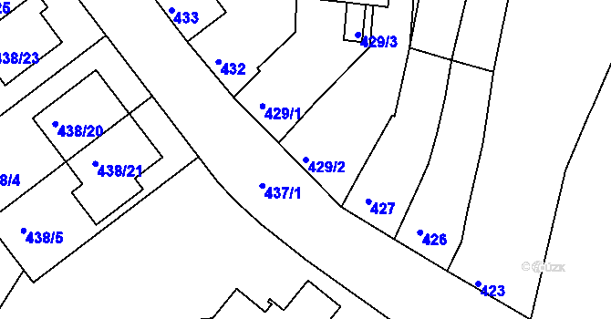 Parcela st. 429/2 v KÚ Jehnice, Katastrální mapa