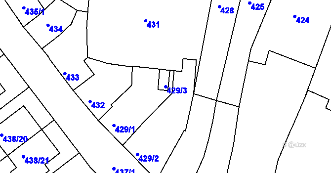 Parcela st. 429/3 v KÚ Jehnice, Katastrální mapa