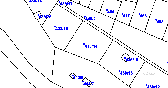 Parcela st. 438/14 v KÚ Jehnice, Katastrální mapa