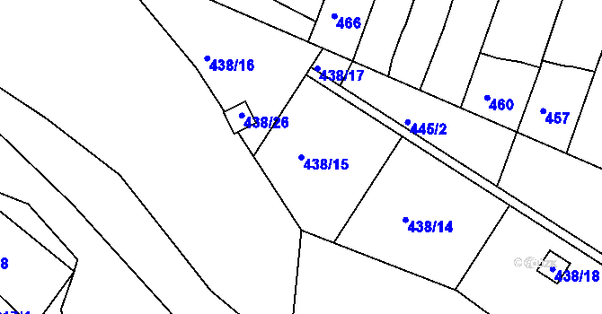 Parcela st. 438/15 v KÚ Jehnice, Katastrální mapa