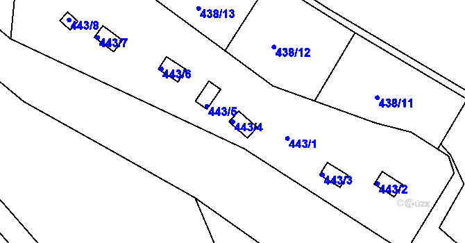 Parcela st. 443/4 v KÚ Jehnice, Katastrální mapa