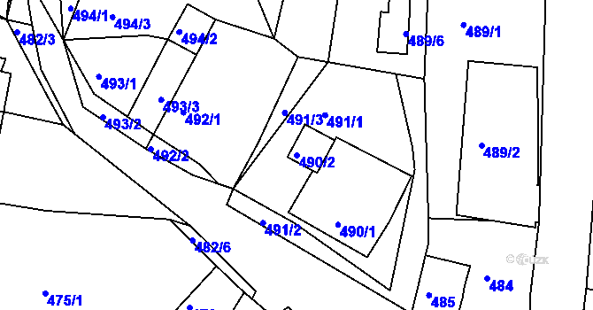 Parcela st. 490/2 v KÚ Jehnice, Katastrální mapa