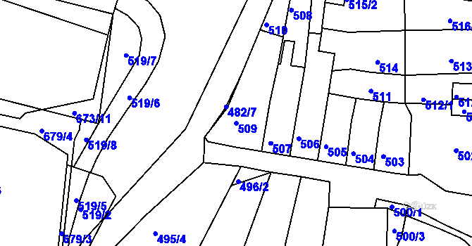 Parcela st. 509 v KÚ Jehnice, Katastrální mapa