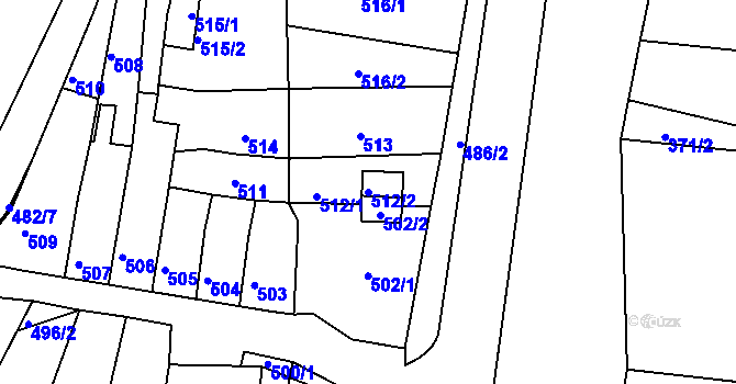 Parcela st. 512/2 v KÚ Jehnice, Katastrální mapa