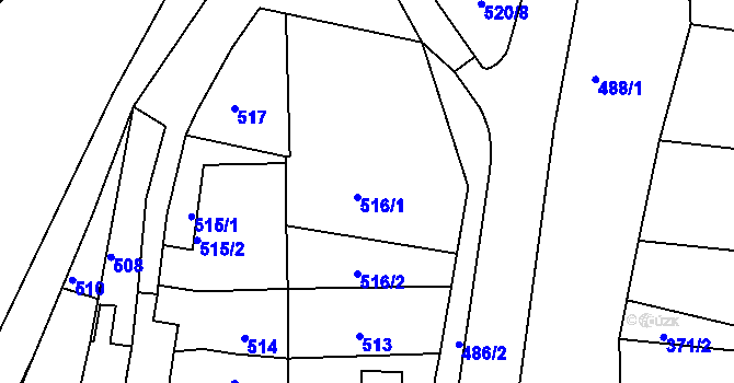 Parcela st. 516 v KÚ Jehnice, Katastrální mapa