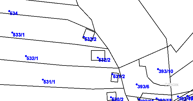 Parcela st. 532/2 v KÚ Jehnice, Katastrální mapa