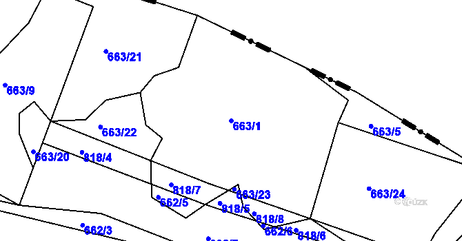 Parcela st. 663/1 v KÚ Jehnice, Katastrální mapa