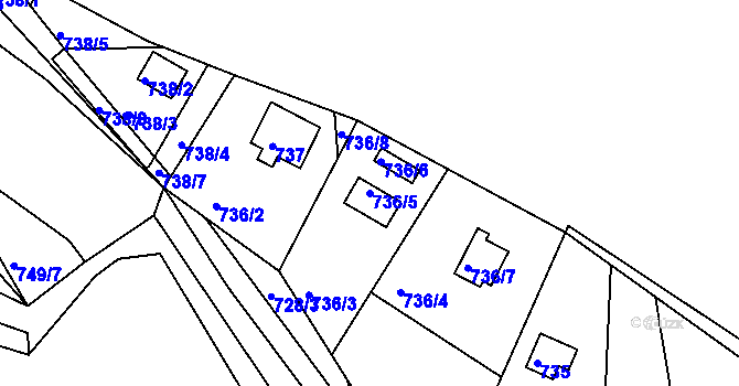 Parcela st. 736/5 v KÚ Jehnice, Katastrální mapa