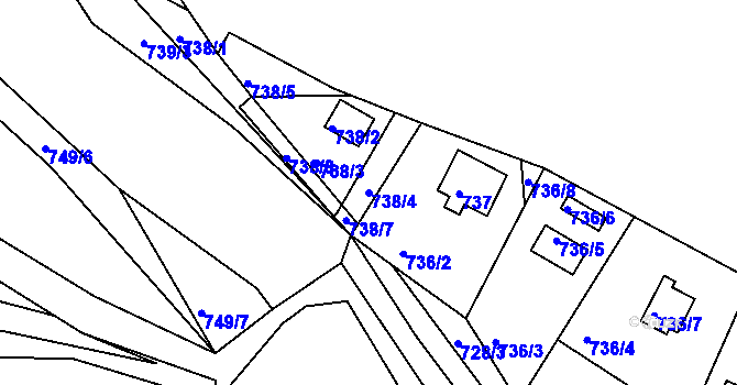 Parcela st. 738/4 v KÚ Jehnice, Katastrální mapa