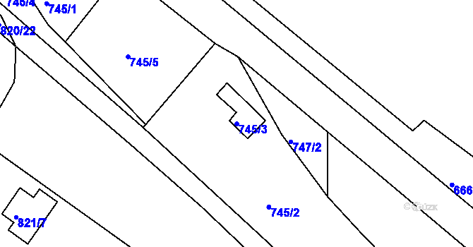 Parcela st. 745/3 v KÚ Jehnice, Katastrální mapa