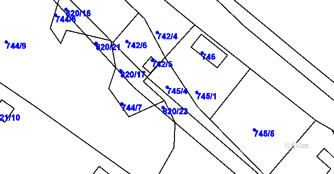 Parcela st. 745/4 v KÚ Jehnice, Katastrální mapa