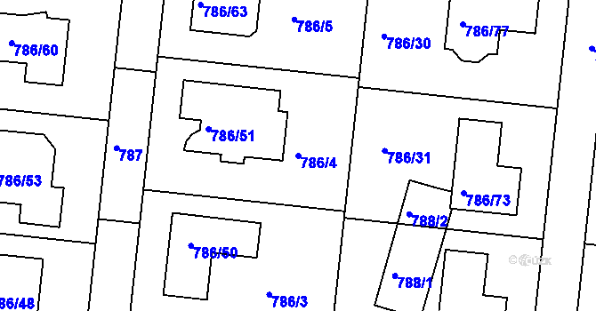 Parcela st. 786/4 v KÚ Jehnice, Katastrální mapa