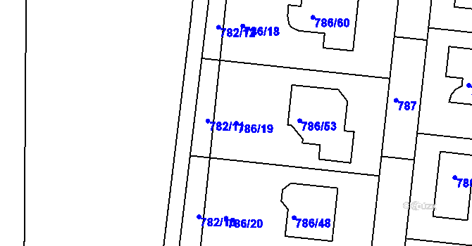 Parcela st. 786/19 v KÚ Jehnice, Katastrální mapa