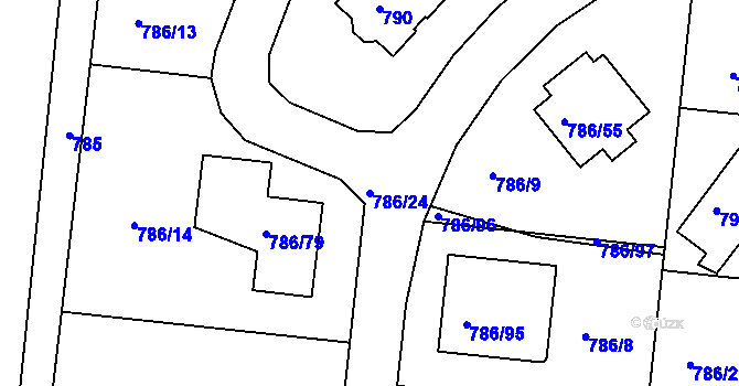 Parcela st. 786/24 v KÚ Jehnice, Katastrální mapa