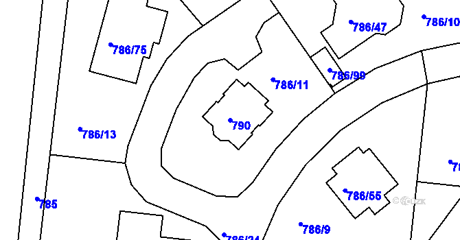 Parcela st. 790 v KÚ Jehnice, Katastrální mapa
