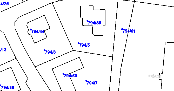 Parcela st. 794/5 v KÚ Jehnice, Katastrální mapa